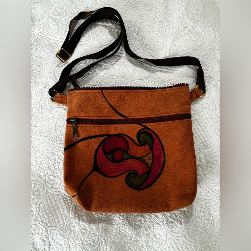 Handmade suede purse. Cross body. Artisan.